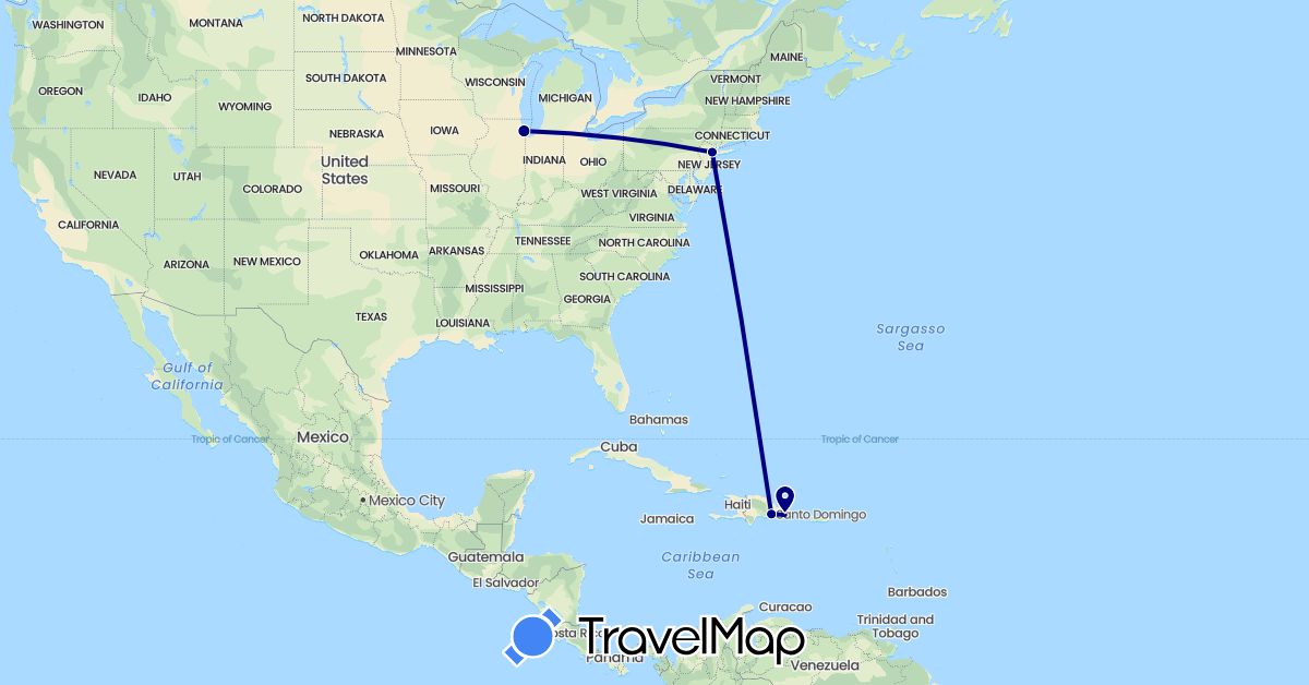 TravelMap itinerary: driving in Dominican Republic, United States (North America)